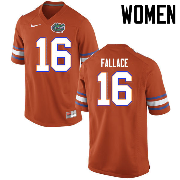 Women Florida Gators #16 Brian Fallace College Football Jerseys Sale-Orange - Click Image to Close